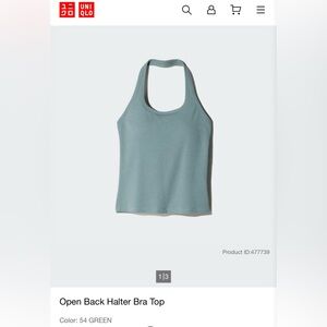 Uniqlo Open Back Halter Bra Top - Green